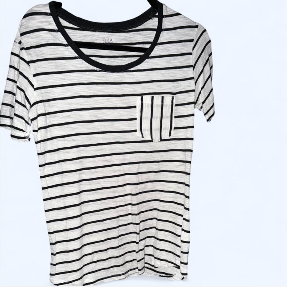 a.n.a Black and White Striped Short Sleeve Tee